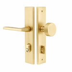Helios Lever, Round Knob Satin Brass